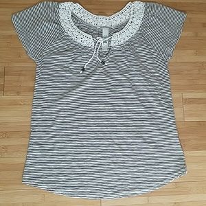 3 for 10!  Lucky Brand Striped Flutter Sleeve Tee